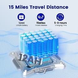 Fauteuil roulant électrique pliable argenté pour adultes, batterie 12AH, distance de 15 miles