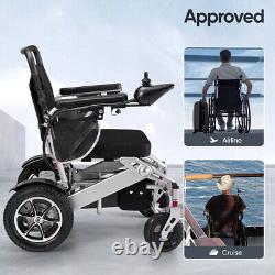 Fauteuil roulant électrique pliable avec contrôleur joystick moteur puissant autonomie de 25 km