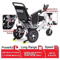 Fauteuil roulant électrique pliable avec contrôleur joystick moteur puissant autonomie de 25 km
