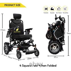 Fauteuil roulant électrique pliable et portable avec télécommande de reclinaison manuelle - Noir