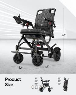 Fauteuil roulant électrique pliable léger de 38 lb, intelligent, tout terrain de 300 lb, approuvé par la FDA
