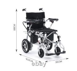 Fauteuil roulant électrique tout terrain pliable argenté pour adultes avec batterie longue portée
