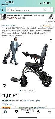 Fauteuil roulant électrique ultra léger de 35 lb pour personnes âgées, scooter pliable de voyage