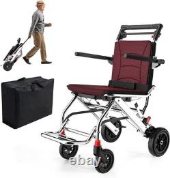 Fauteuil roulant portable pliable léger de 19,2 lbs avec tige de traction rétractable et support