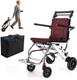 Fauteuil Roulant Portable Pliable L&eacute;ger De 19,2 Lbs Avec Tige De Traction R&eacute;tractable Et Support