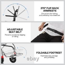 Fauteuil roulant portable pliable léger de 19,2 lbs avec tige de traction rétractable et support