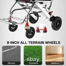 Fauteuil roulant portable pliable léger de 19,2 lbs avec tige de traction rétractable et support