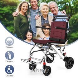 Fauteuil roulant portable pliable léger de 19,2 lbs avec tige de traction rétractable et support