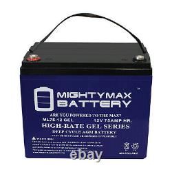 Mighty Max 12v 75ah Gel Batterie Remplace Hoveround Xhd Chaise De Puissance Scooter Jazzy
