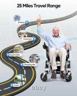 Mise à jour du fauteuil roulant électrique léger et pliable tout terrain avec une autonomie de 25 miles
