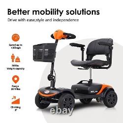 Nouveau Scooter De Mobilité 4 Roues Orange Électrique Fauteuil Roulant Léger Contrôle Facile