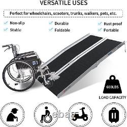 Rampe d'escalier pliante pour fauteuil roulant en aluminium de 5 pieds pour scooter de mobilité handicapé