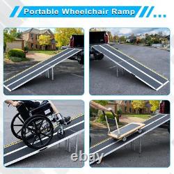 Rampe de fauteuil roulant en aluminium de 10 pieds, multi-pliable, portable pour scooter, capacité de 600 lb