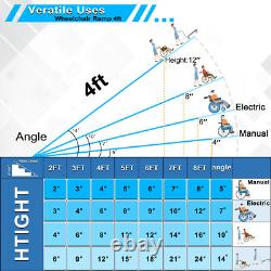 Rampe de fauteuil roulant pliante en aluminium de 2 à 8 pieds, scooter de mobilité portable antidérapant 600 LBS