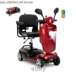 Scooter de Mobilité 4 Roues LODSTUN, Électrique Pliable, Autonomie de 15 Milles, USB, Panier