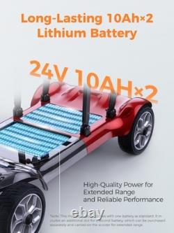 Scooter de mobilité 270W 4 roues pour seniors, scooter électrique 24V 20AH, fauteuil roulant pliant