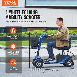 Scooter de mobilité VEVOR robuste à 4 roues pour seniors, autonomie de 12 miles, capacité de 265LBS