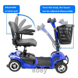 Scooter de mobilité à 4 roues Batterie Fauteuil roulant électrique Dispositif de voyage Bleu neuf