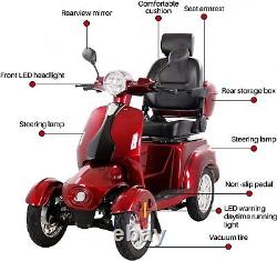 Scooter de mobilité à 4 roues Chaise roulante électrique à moteur Dispositif électrique 1000W Rouge de service intensif