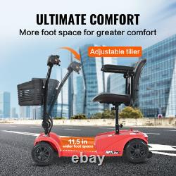 Scooter de mobilité à 4 roues Chaise roulante électrique pliable 300W Maison Voyage Rouge