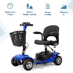 Scooter de mobilité à 4 roues, fauteuil roulant électrique compact avec éclairage