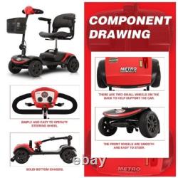 Scooter de mobilité à 4 roues, fauteuil roulant électrique, dispositif compact pour adultes en voyage