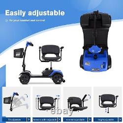 Scooter de mobilité à 4 roues, fauteuil roulant motorisé, appareil électrique compact, conduite facile.