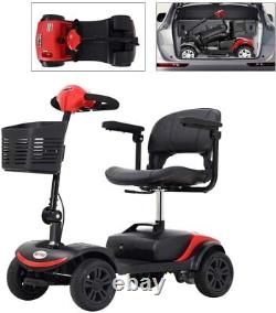 Scooter de mobilité à 4 roues, fauteuil roulant motorisé, appareil électrique compact pour les déplacements.