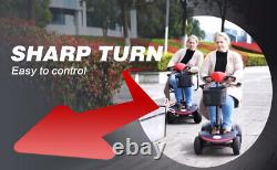 Scooter de mobilité à 4 roues, fauteuil roulant motorisé, appareil électrique compact pour les déplacements.