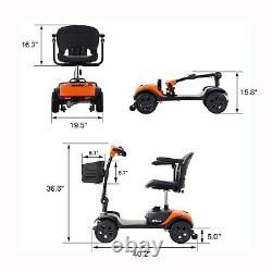Scooter de mobilité à 4 roues, fauteuil roulant motorisé, dispositif électrique compact neuf, orange.