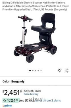 Scooter de mobilité à 4 roues iLiving d'occasion, RAMASSAGE LOCAL UNIQUEMENT