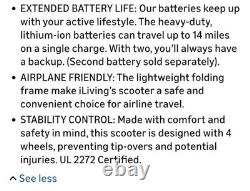 Scooter de mobilité à 4 roues iLiving d'occasion, RAMASSAGE LOCAL UNIQUEMENT