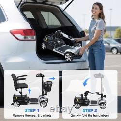 Scooter de mobilité à 4 roues pour adultes et seniors, léger et pliable, vitesse de 5 mph