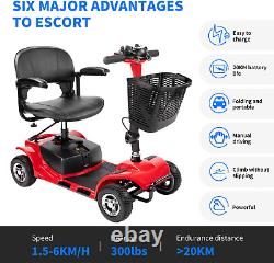 Scooter de mobilité à quatre roues, fauteuil roulant électrique pour personnes âgées adultes avec