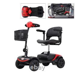 Scooter de mobilité compact à 4 roues Metro, fauteuil roulant électrique pour les déplacements, fonctionne sur batterie, couleur rouge.