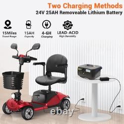 Scooter de mobilité électrique à 4 roues 350W pour adultes et seniors, 15 miles tout terrain