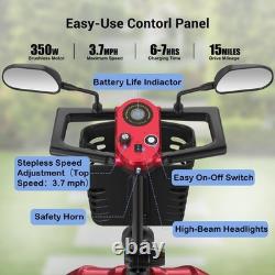 Scooter de mobilité électrique à 4 roues 350W pour adultes et seniors, 15 miles tout terrain