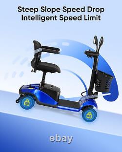 Scooter de mobilité électrique à 4 roues avec lumières pliables pour personnes âgées