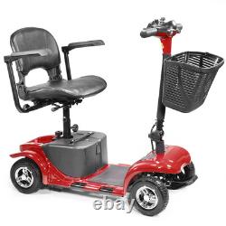 Scooter de mobilité électrique à 4 roues, fauteuil roulant pliant, moteur de 180W, rouge