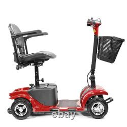 Scooter de mobilité électrique à 4 roues, fauteuil roulant pliant, moteur de 180W, rouge