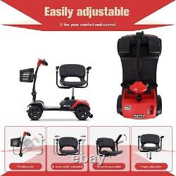 Scooter de mobilité électrique pliable à 4 roues rouge pour fauteuil roulant de voyage M1 Lite