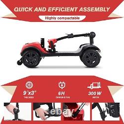 Scooter de mobilité électrique pliable à 4 roues rouge pour fauteuil roulant de voyage M1 Lite