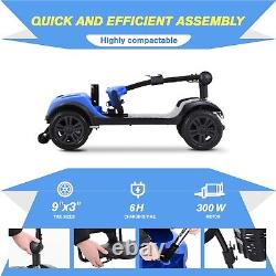 Scooter de mobilité électrique pliable à quatre roues compact pour fauteuil roulant, conduite sur route