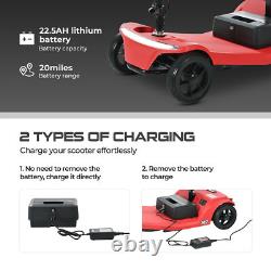 Scooter de mobilité électrique portable 4 roues fauteuil roulant pliable E-scooter 20 miles