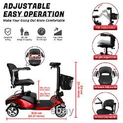 Scooter de mobilité électrique pour personnes âgées à 4 roues, fauteuil roulant motorisé, couleur rouge, États-Unis.