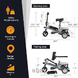 Scooter de mobilité électrique ultraléger pliable tout-terrain à trois roues 12AH 250W