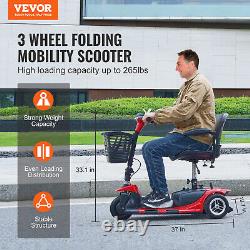 Scooter de mobilité pliable à 3 roues VEVOR pour personnes âgées Portée de 12 miles Capacité de 265 lbs