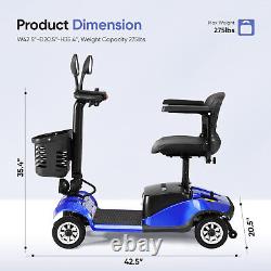 Scooter de mobilité pliable à 4 roues avec chaise à roues électriques longue portée pour personnes âgées