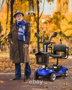Scooter de mobilité pliable à 4 roues avec chaise à roues électriques longue portée pour personnes âgées