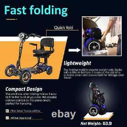 Scooter de mobilité pliable à 4 roues dispositif de conduite pliant pour seniors adultes 30 miles